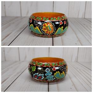 Hand Painted Wood Bracelet From India